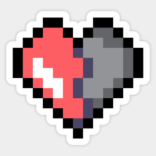 Retro half broken heart 8 bit Sticker